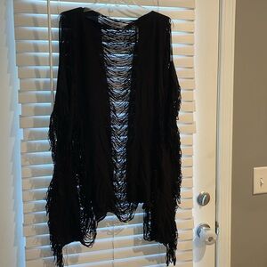 Kenneth Cole fringed swim cover one size available in black